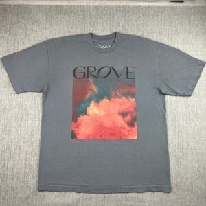 Grove T-Shirt Mens Large Graphic Print Short Sleeve Gray Casual Tee Streetwear
